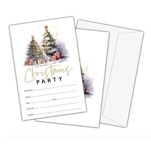 Christmas Party Invitations with Envelopes(25-Pack), 4"X6" Double-Sided Fill-In